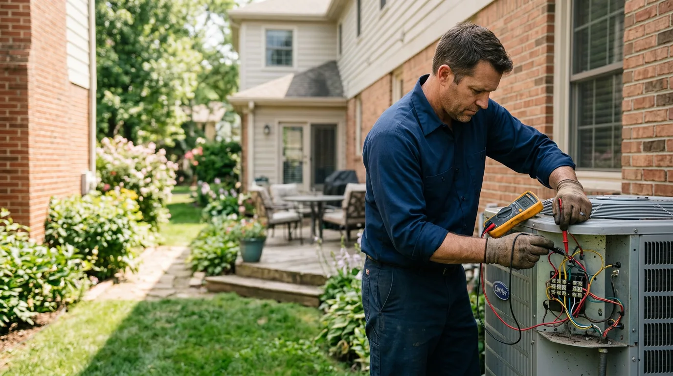 HVAC technician working near Meridian, NY